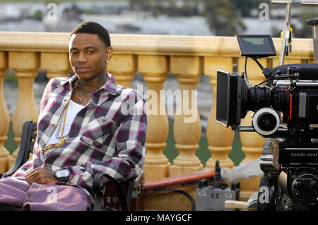 Rapper Deandre Weise alias Soulja Boy an soulja Boy Tell'Em gesetzt und Teairra Mari 'Sponsor' Music Video am 23. Februar in Oxnard, Kalifornien 2010. Stockfoto