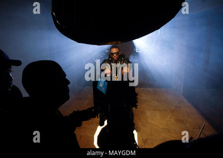 Rapper Deandre Weise alias Soulja Boy an soulja Boy Tell'Em gesetzt und Teairra Mari 'Sponsor' Music Video am 23. Februar in Oxnard, Kalifornien 2010. Stockfoto