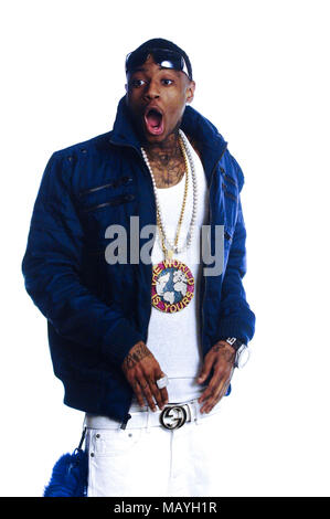 Rapper Deandre Weise alias Soulja Boy für Soulja Boy einfach 'Em' Pretty Boy Swag' Musik Video am 11. Februar in Los Angeles, Kalifornien 2010. Stockfoto