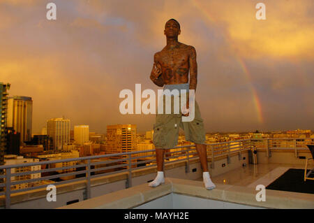 Rapper Deandre Weise alias Soulja Boy zu Hause am 9. Februar 2010 in Los Angeles, Kalifornien. Stockfoto