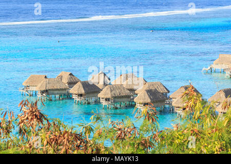 Das schöne Meer und das Resort in Moorae Insel Tahiti Papeete, Französisch-Polynesien Stockfoto