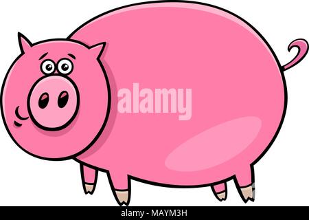 Cartoon Illustration von witzigen Comic Pig Farm Animal Charakter Stock Vektor
