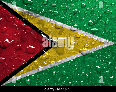 Flagge Guyana mit Regentropfen Stockfoto