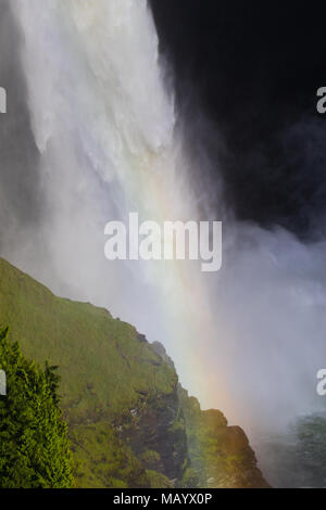 Regenbogen auf Helmcken Falls im Wells Gray Provincial Park in der Nähe von Clearwater, British Columbia, Kanada Helmcken Falls ist ein 141 m Wasserfall an der M Stockfoto