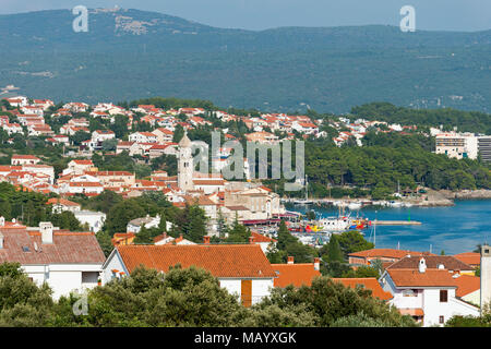 Blick auf die Stadt Krk, Insel Krk, Kvarner Bucht Bucht, Kroatien Stockfoto