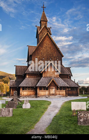 Mittelalterliche Stabkirche in Heddal Gemeinde in Notodden, Norwegen. Stockfoto