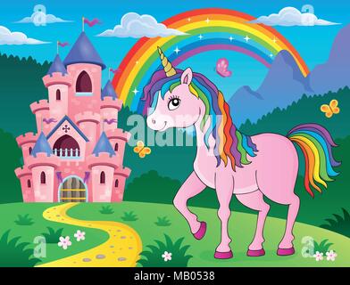 Happy Einhorn Thema Bild 2-eps 10 Vector Illustration. Stock Vektor