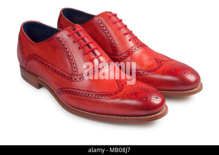Studio Aufnahme eines Mans rot Leder brogue isoliert auf Weiss - Johannes Gollop Stockfoto