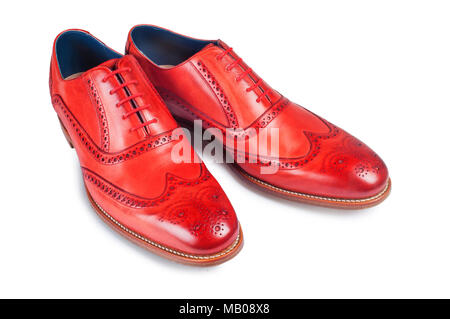 Studio Aufnahme eines Mans rot Leder brogue isoliert auf Weiss - Johannes Gollop Stockfoto