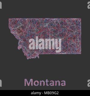 Montana Linie Art Karte Stock Vektor