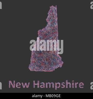 New Hampshire Linie Art Karte Stock Vektor