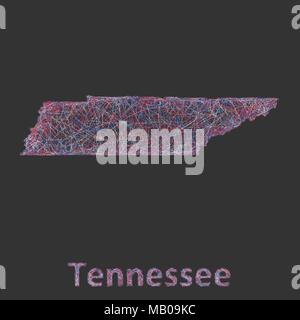 Tennessee Linie Art Karte Stock Vektor
