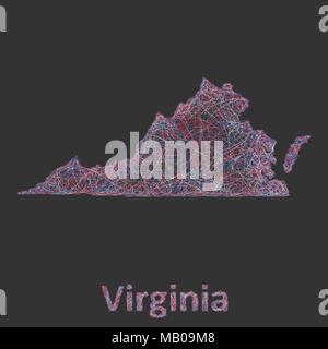 Virginia Linie Art Karte Stock Vektor
