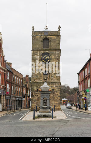 Clock Tower, Morpeth, Northumberland, Großbritannien; eine 60 m hohe Wahrzeichen zwischen 1604 und 1634 aus recyceltem Mittelalterliche Stein gebaut. Stockfoto