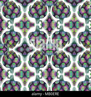 Nahtlose Muster von Aquarell Zeichnungen von Artischocken: Ganzen Stockfoto