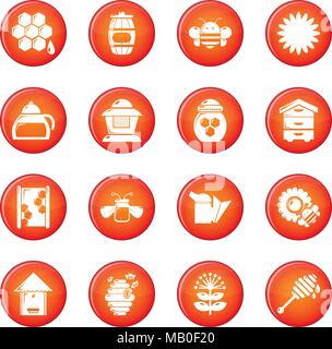Imkerei Honig Icons Set rot Vektor Stock Vektor