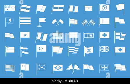 Flag Icon Set blau Vektor Stock Vektor