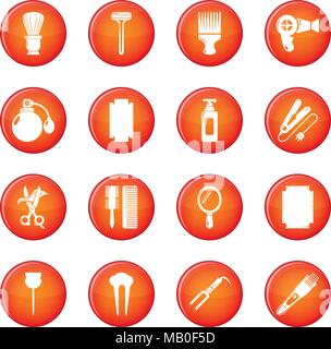 Friseur Icons Set rot Vektor Stock Vektor