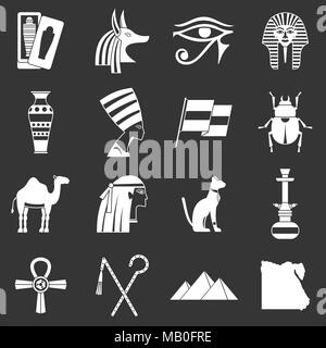 Ägypten reisen Reihen Icons Set grau Vektor Stock Vektor