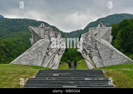 Tjentiste Kriegerdenkmal, Nationalpark Sutjeska, Bosnien und Herzegowina Stockfoto