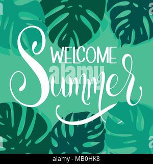 Willkommen Sommer Schriftzug. Elemente für Einladungen, Poster, Grußkarten. Seasons Greetings Stock Vektor