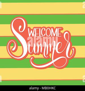 Willkommen Sommer Schriftzug. Elemente für Einladungen, Poster, Grußkarten. Seasons Greetings Stock Vektor