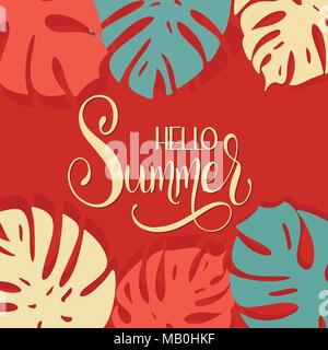 Hallo Sommer Schriftzug. Elemente für Einladungen, Poster, Grußkarten. Seasons Greetings Stock Vektor