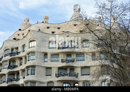 La Pedrera, die ursprünglich von Antoni Gaudi, Barcelona, Katalonien, Spanien, Stockfoto
