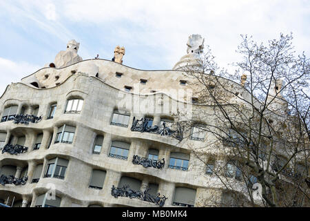 La Pedrera, die ursprünglich von Antoni Gaudi, Barcelona, Katalonien, Spanien, Stockfoto