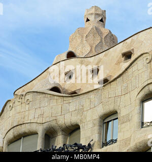 La Pedrera, die ursprünglich von Antoni Gaudi, Barcelona, Katalonien, Spanien, Stockfoto