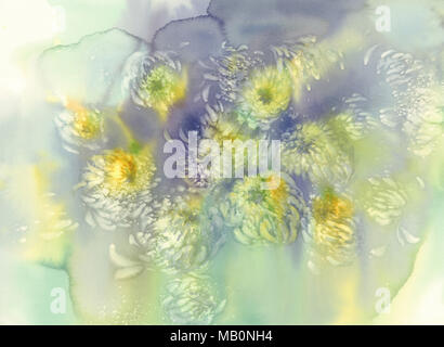 Aquarell Salz Marmor Hintergrund. Chrysanthemum flower Stockfoto