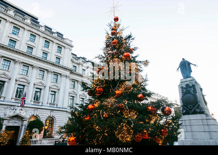 England, London, Regent Street, Waterloo Place, Sofitel London St James Hotel und Weihnachtsbaum Stockfoto