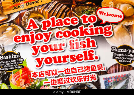 Japan, Hoshu, Tokio, Seafood Restaurant Plakat Stockfoto