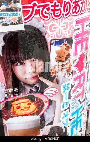 Japan, Hoshu, Tokio, Akihabara, Maid Cafe Reklametafeln Stockfoto