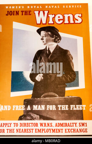 England, Hampshire, Portsmouth, Portsmouth Historic Dockyard, Nationalmuseum, Royal Navy, historischen WWII Recruiting Poster Stockfoto