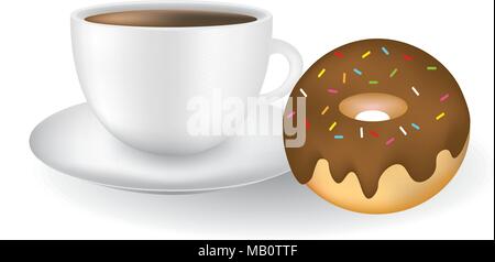 Kaffeebecher mit Schokolade Donuts, Vektor Stock Vektor