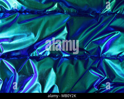 Glänzend blau grün Hintergrund mit textilen Textur. Trübe aussehen, Moderne. Stockfoto