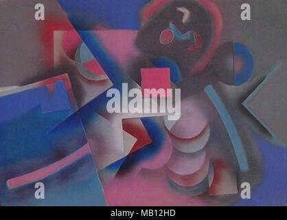 Abstrakte Malerei mit geometrischen Figuren. 3D-Rendering Stockfoto