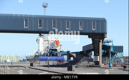 Embargo auf 0001 Freitag, 6. April den Fährhafen Larne Hafen, wo Inga Maria Hauser im April 1988 aus Schottland ankam, zwei Wochen vor Ihrem Körper wurde in einem abgelegenen Teil der Ballypatrick Wald am Stadtrand von Ballycastle, Co Antrim entdeckt. Stockfoto