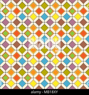 Nahtlose, sich wiederholendes Muster von mehrfarbigen Rauten Stock Vektor