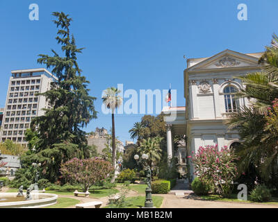 Imposante Sitz von Santiago des Nationalen Kongresses von Chile, im Zentrum von Santiago de Chile, die Hauptstadt und die grösste Stadt in Chile. Stockfoto