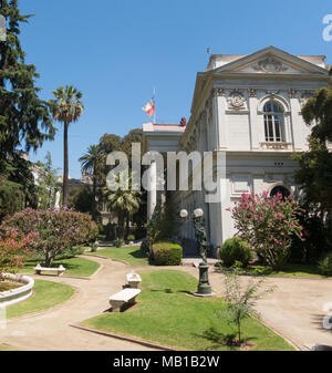 Imposante Sitz von Santiago des Nationalen Kongresses von Chile, im Zentrum von Santiago de Chile, die Hauptstadt und die grösste Stadt in Chile. Stockfoto