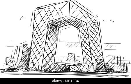 Cartoon Skizze der China Central TV-Hauptquartier, Peking, China Stock Vektor