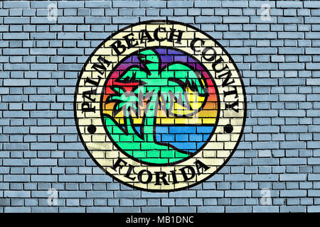 Flagge von Palm Beach County malte auf Wand Stockfoto