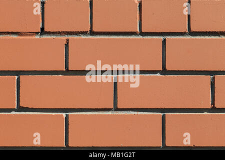 Der Blick auf eine flache Mauer mit dem Ziegel symmetrisch verteilt Stockfoto