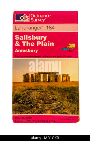 1999 Ordnance Survey Map für Salisbury & Die Plain/Amesbury, Großbritannien. Stockfoto