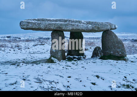 Lanyon Quoit. Jungsteinzeit in West Cornwall Vereinigtes Königreich. National Trust & English Heritage 18/03/2018 Stockfoto