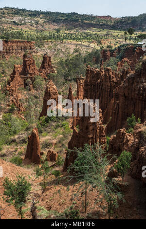 Sandsteinfelsen in der Nähe von Gesergio, Great Rift Valley, Äthiopien Stockfoto