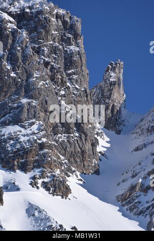 Sonne auf den Gipfeln von Courchevel, Frankreich Stockfoto