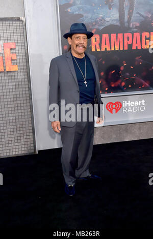 Danny Trejo die Teilnahme an der "Rampage - Große trifft Größer' Weltpremiere auf der Microsoft Theater am 4. April 2018 in Los Angeles, Kalifornien. | Verwendung weltweit Stockfoto